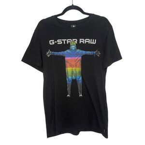 G-Star RAW Men’s Medium Graphic T-Shirt Black Crewneck